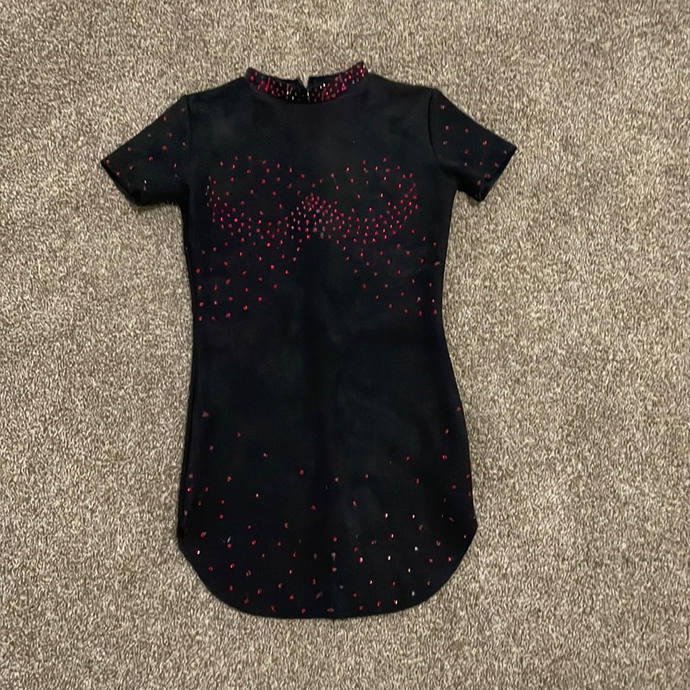 Hand Stoned Black Velvet Mini Dress